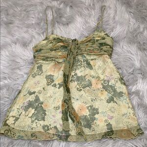 Express Floral Camisole in Green and Cream